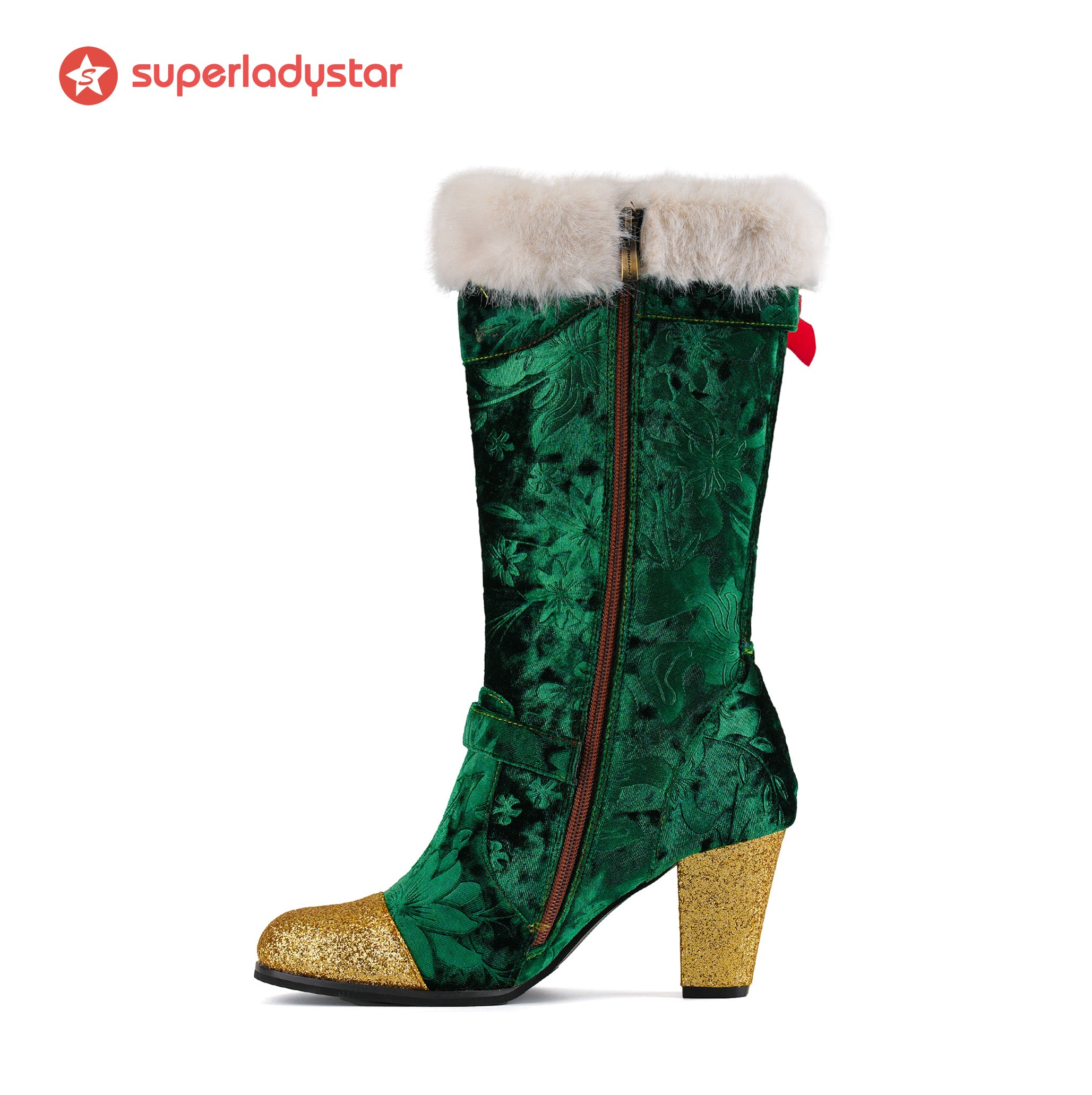 Christmas Charm Velvet Boots