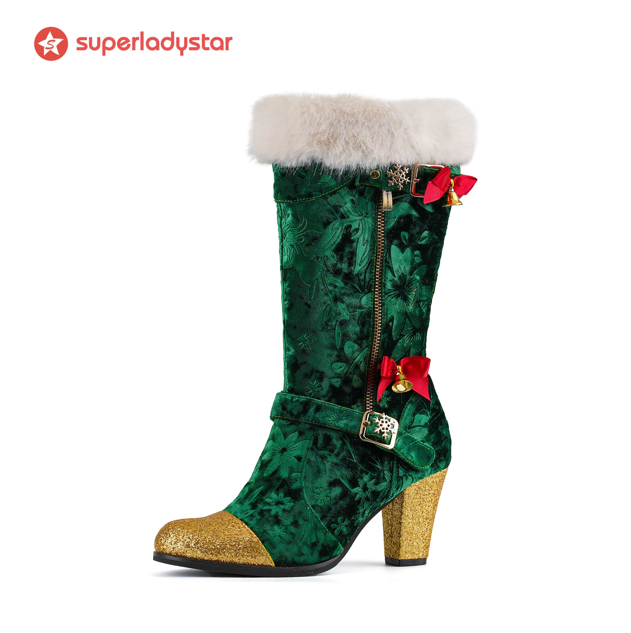 Christmas Charm Velvet Boots