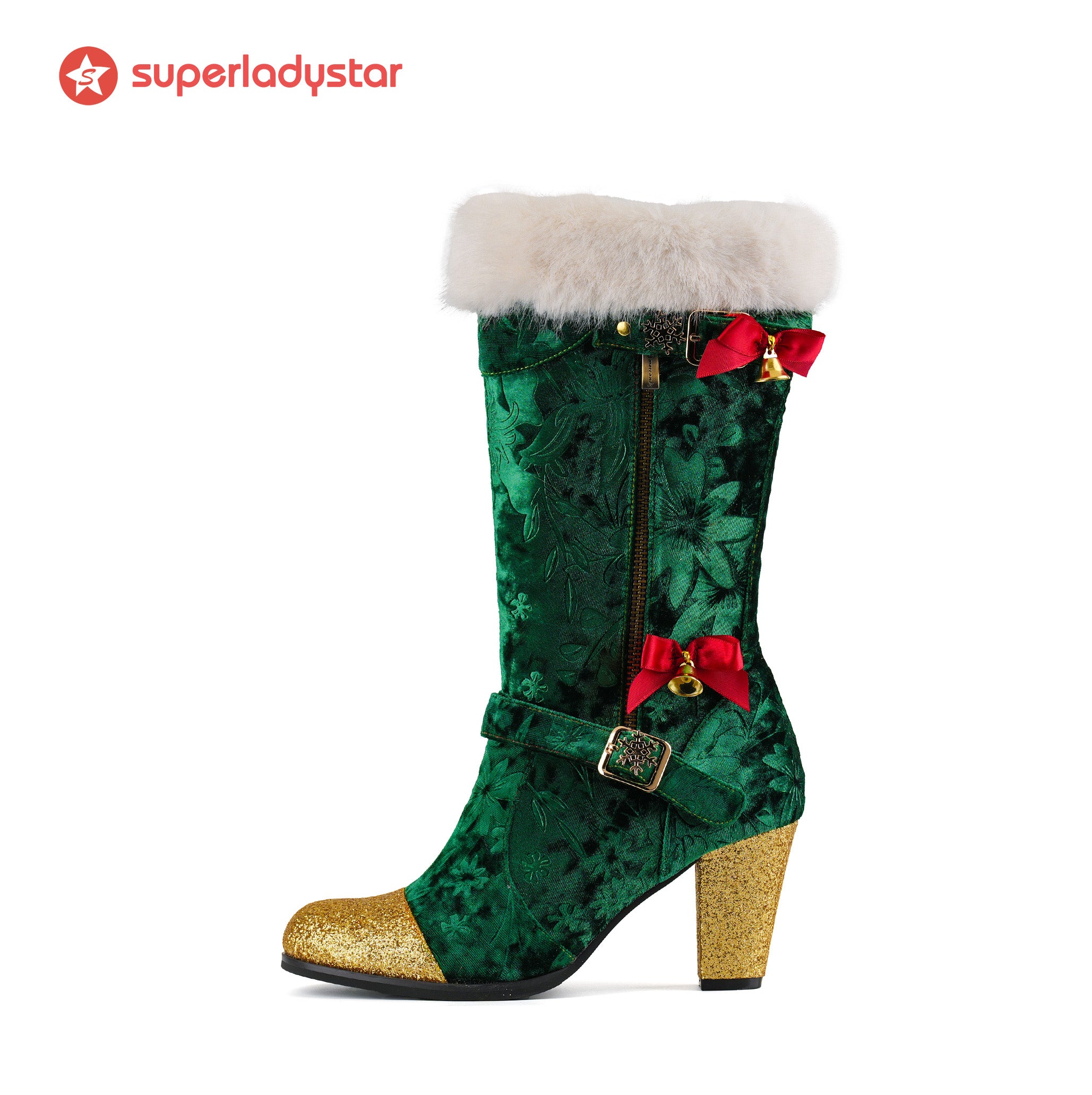Christmas Charm Velvet Boots