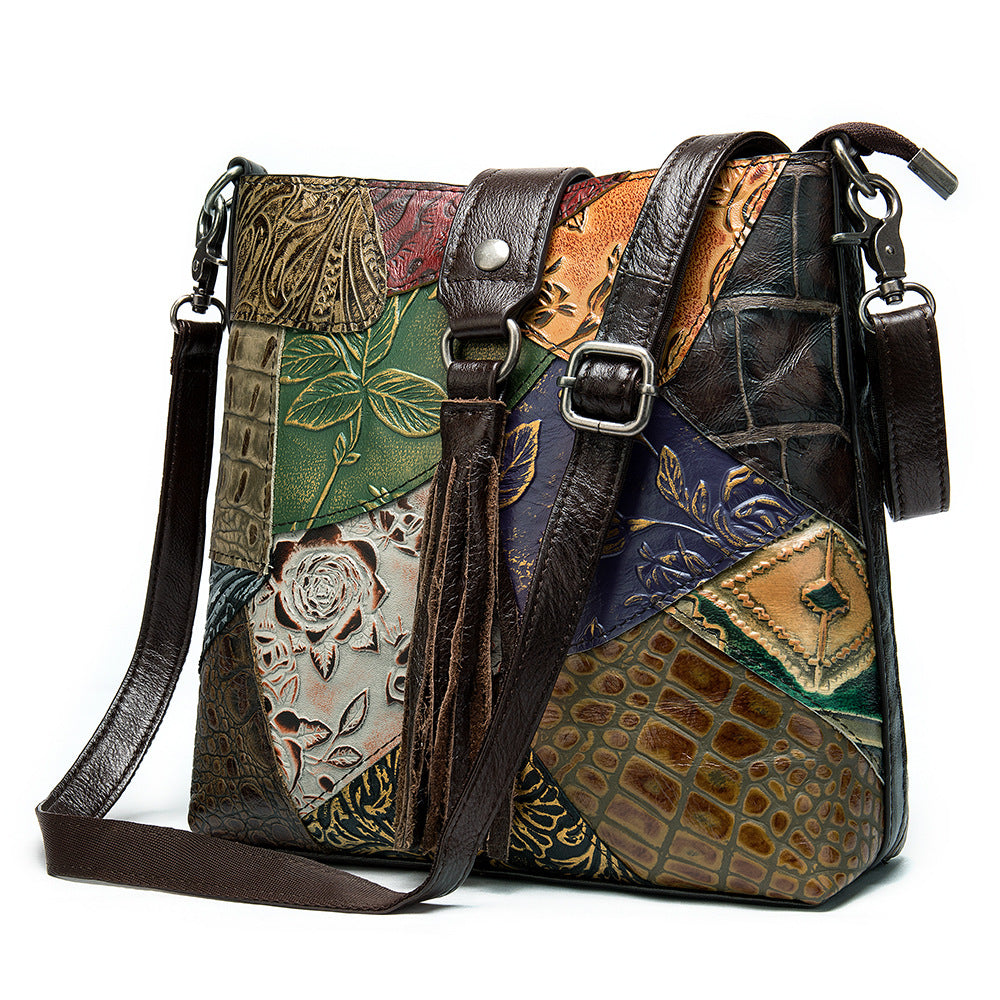 Sac à paquet croisé en relief en relief vintage
