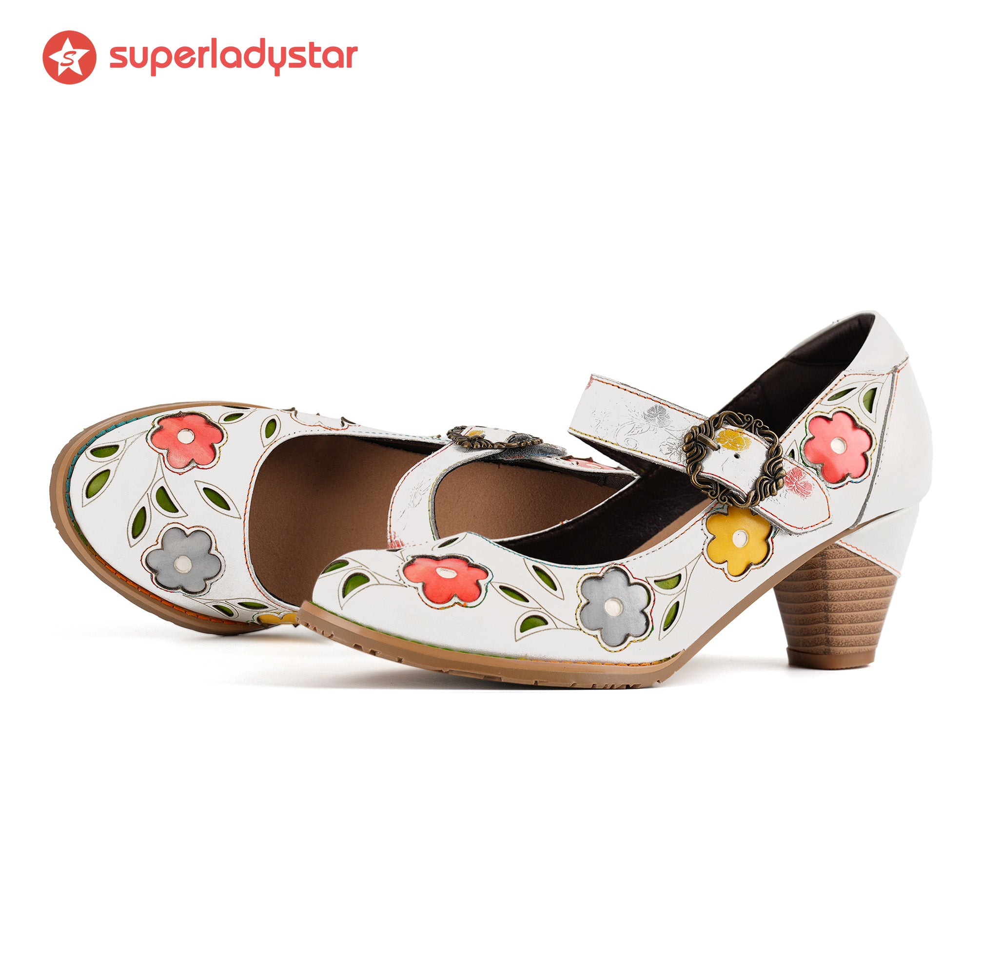 Bombas elegantes de flor retro