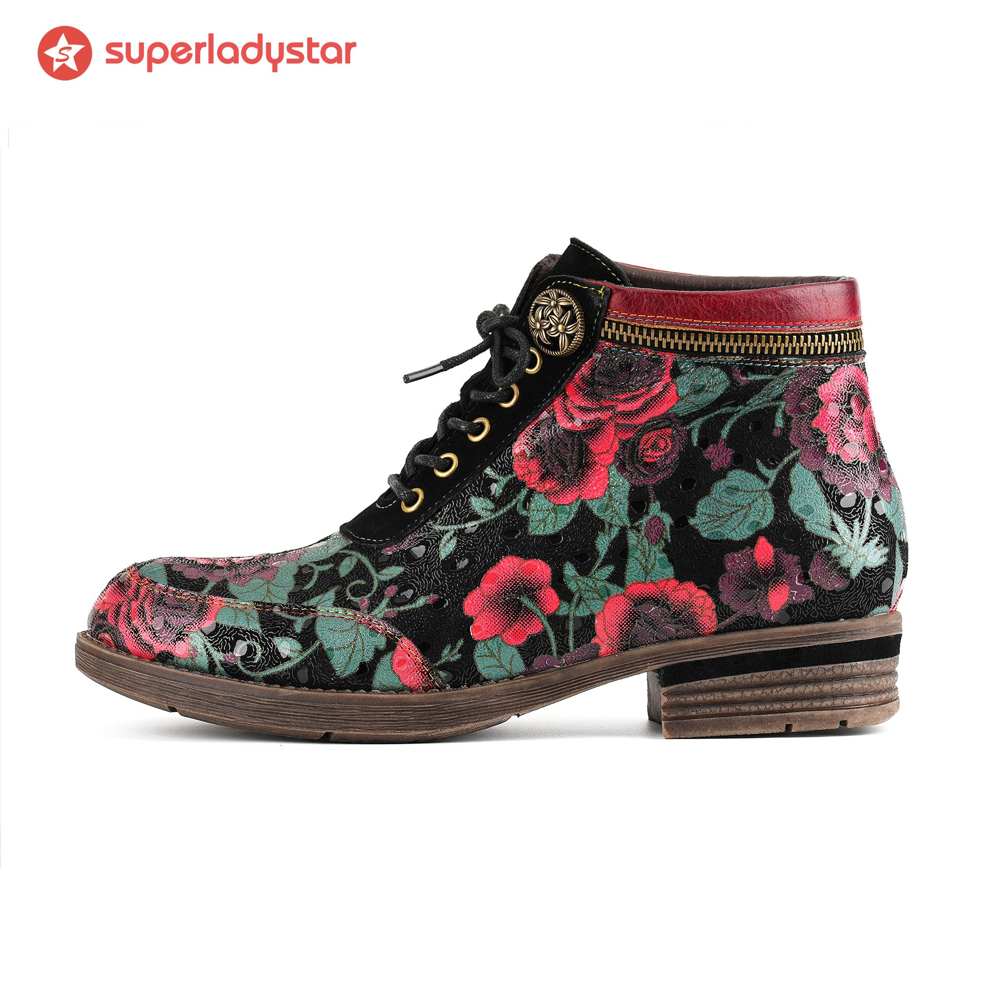 Botas de tapeçaria floral de tapeçaria vintage