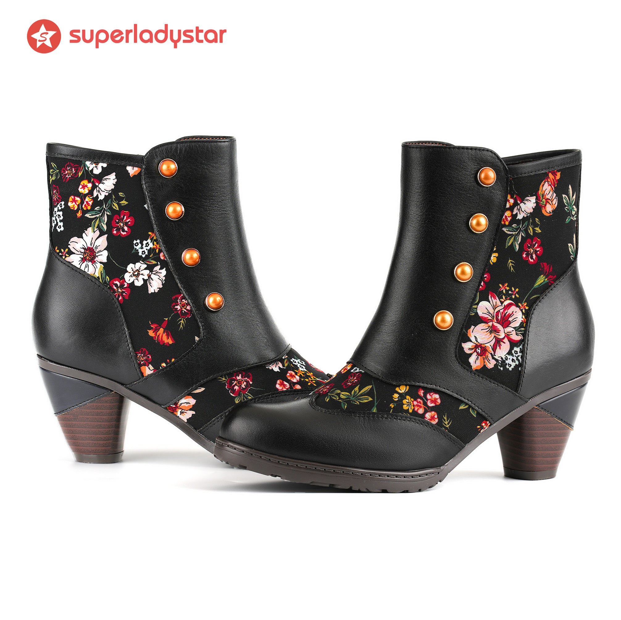 Midnight Garden Button Ankle Boots