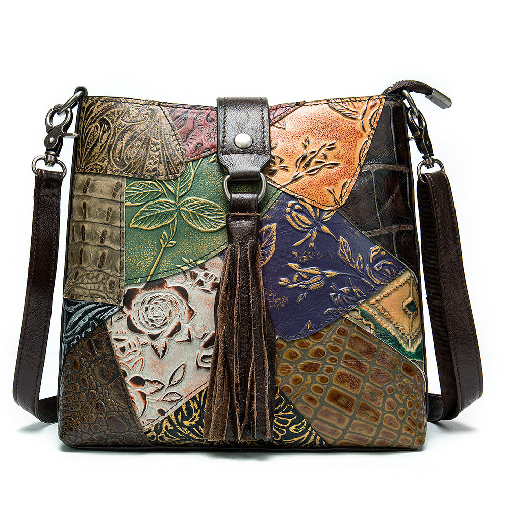 Sac à paquet croisé en relief en relief vintage