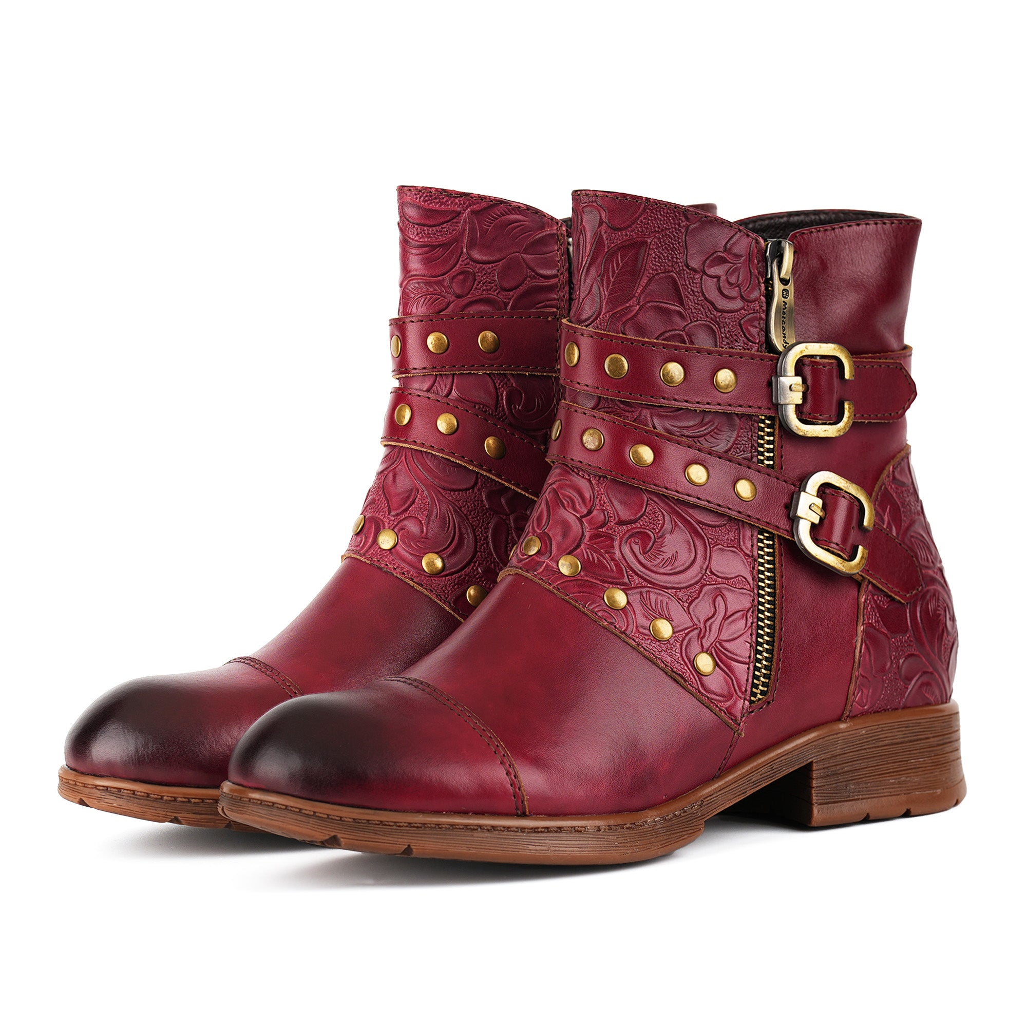 Botas de tornozelo de fivela de fivela em relevo