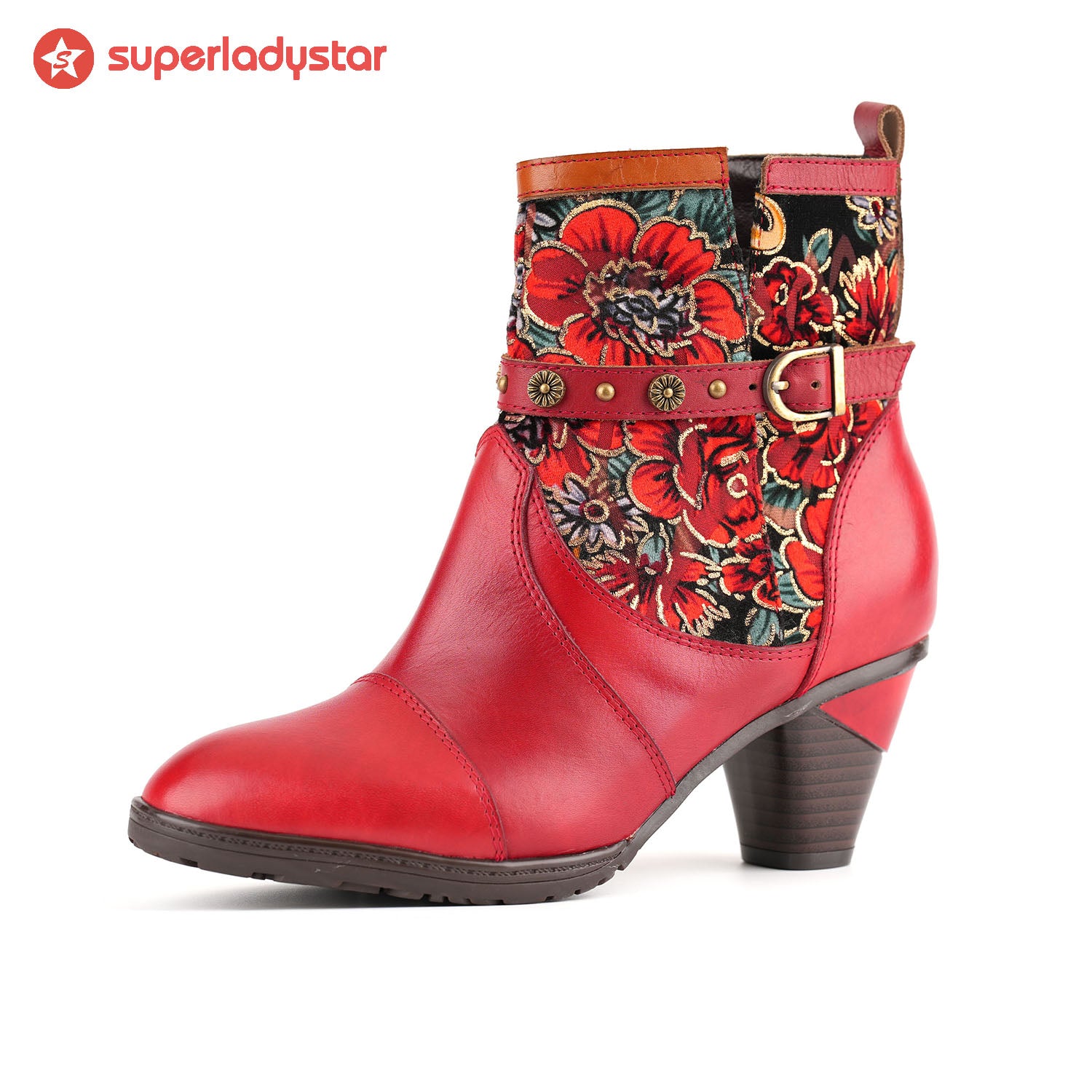 Vintage Vibrant Floral Ankle Boots