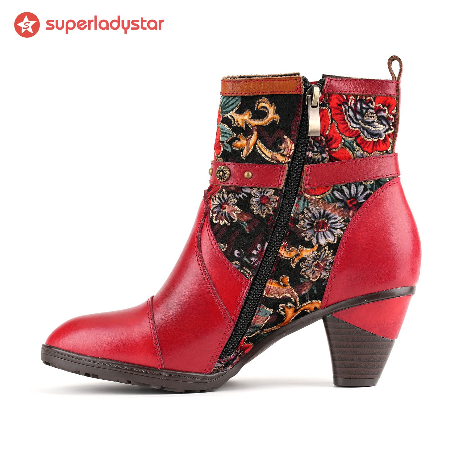 Vintage Vibrant Floral Ankle Boots