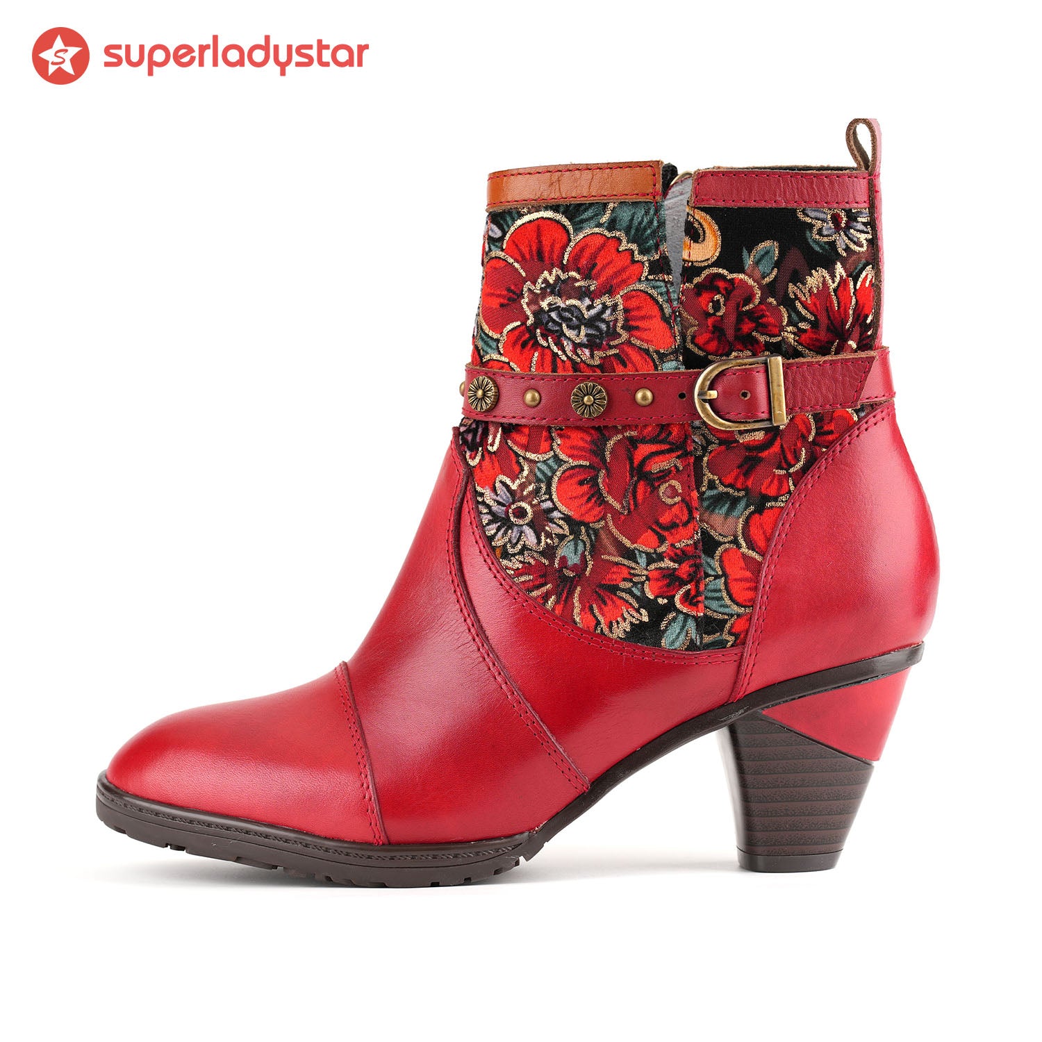 Vintage Vibrant Floral Ankle Boots