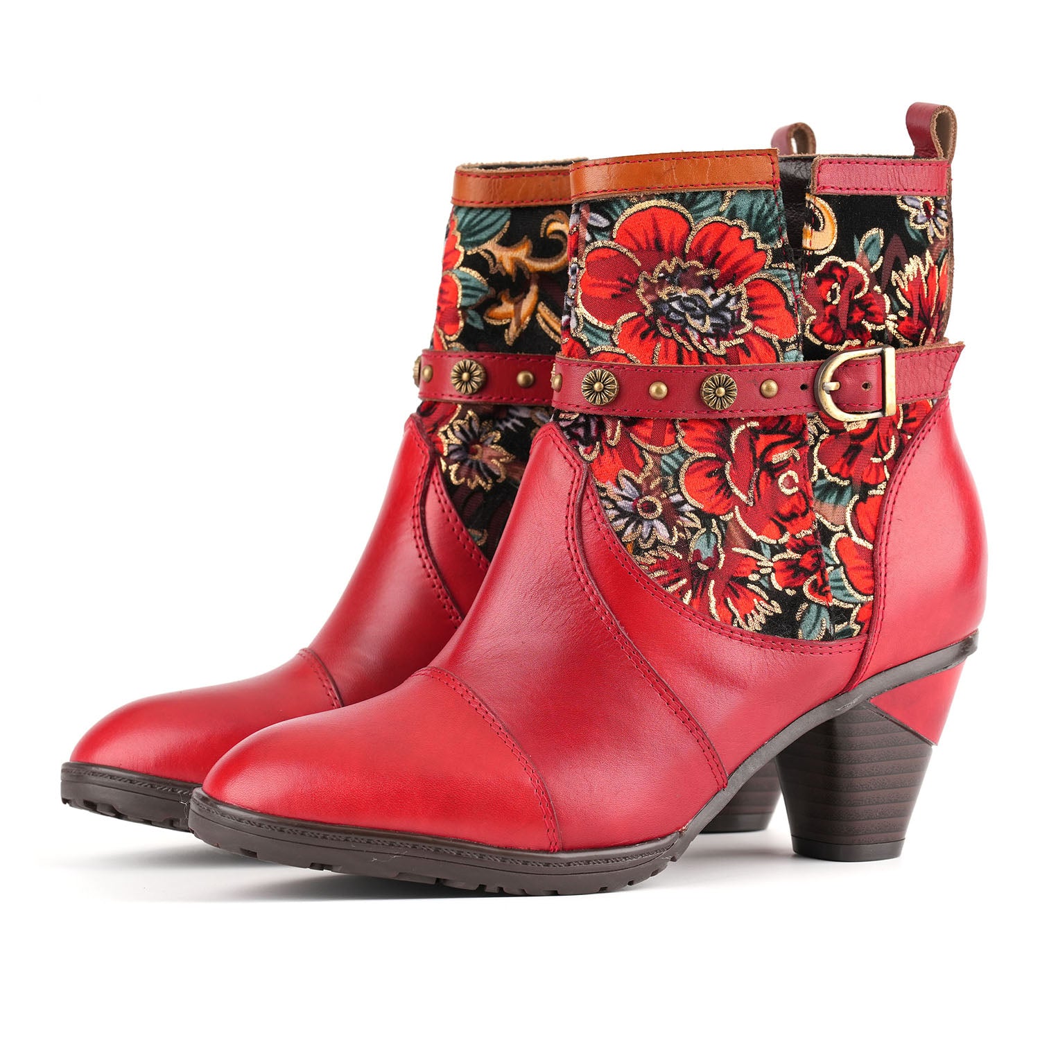 Vintage Vibrant Floral Ankle Boots