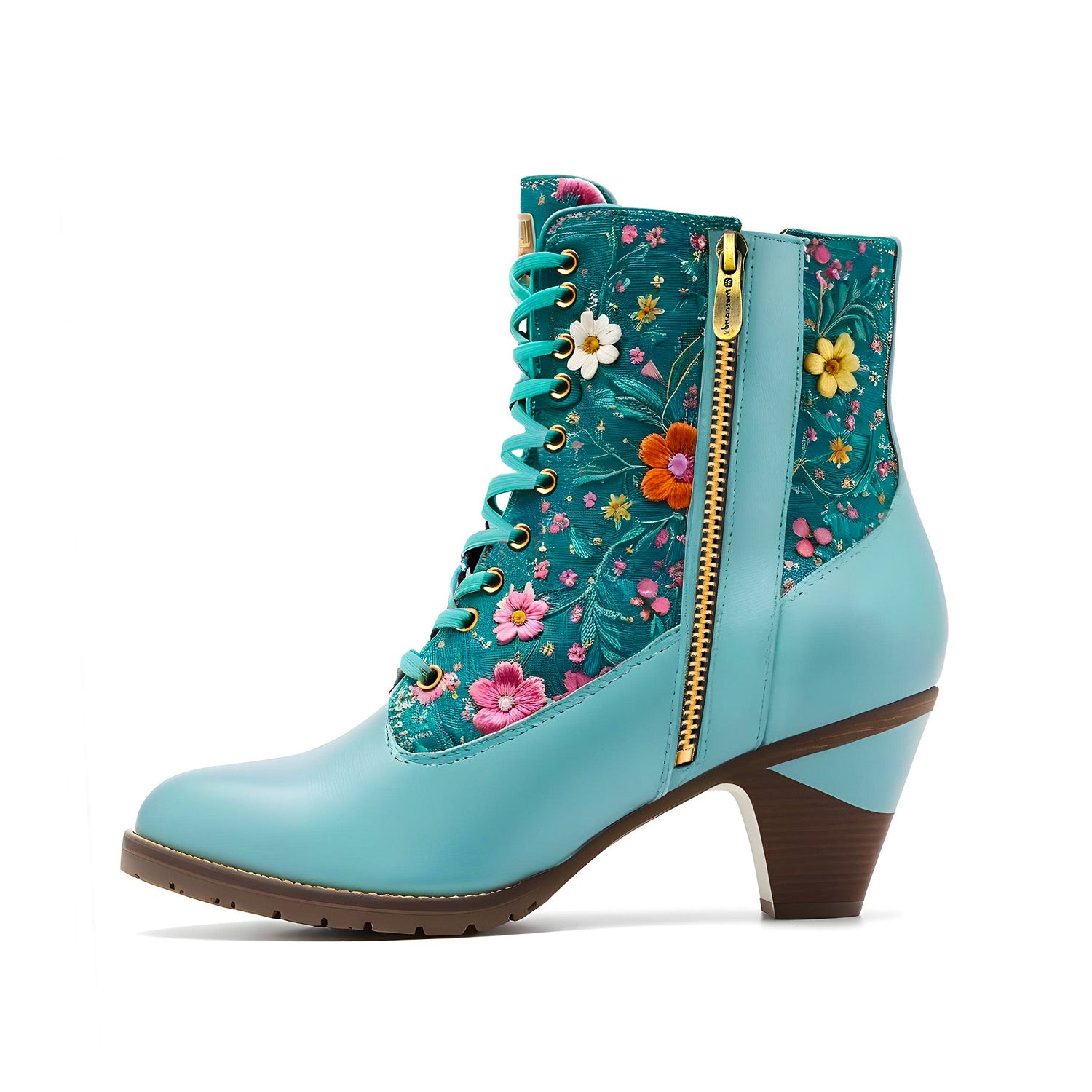 Floral Embroidered Vibrant Ankle Boots(Pre-order)
