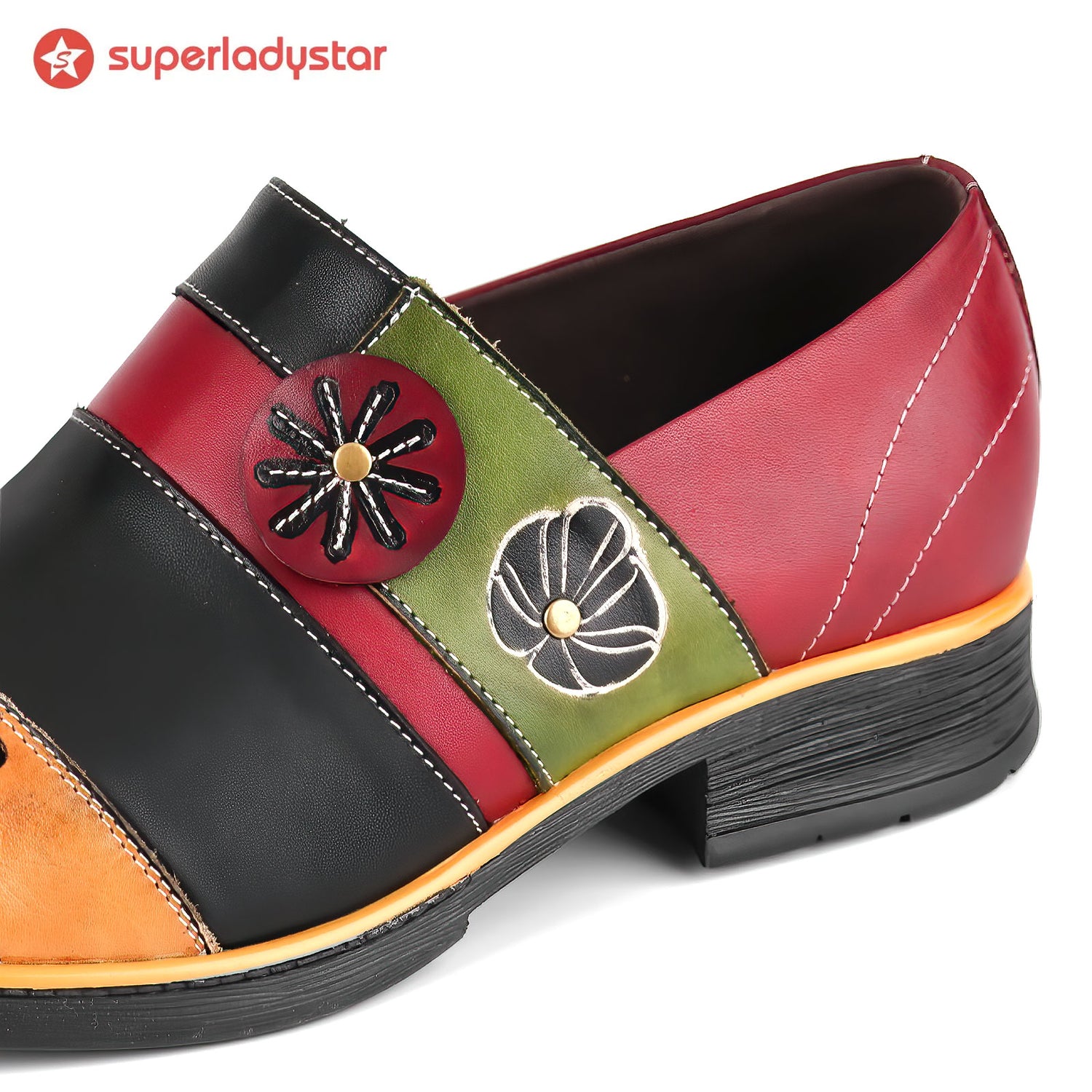Floral Color-Block Loafers Flats