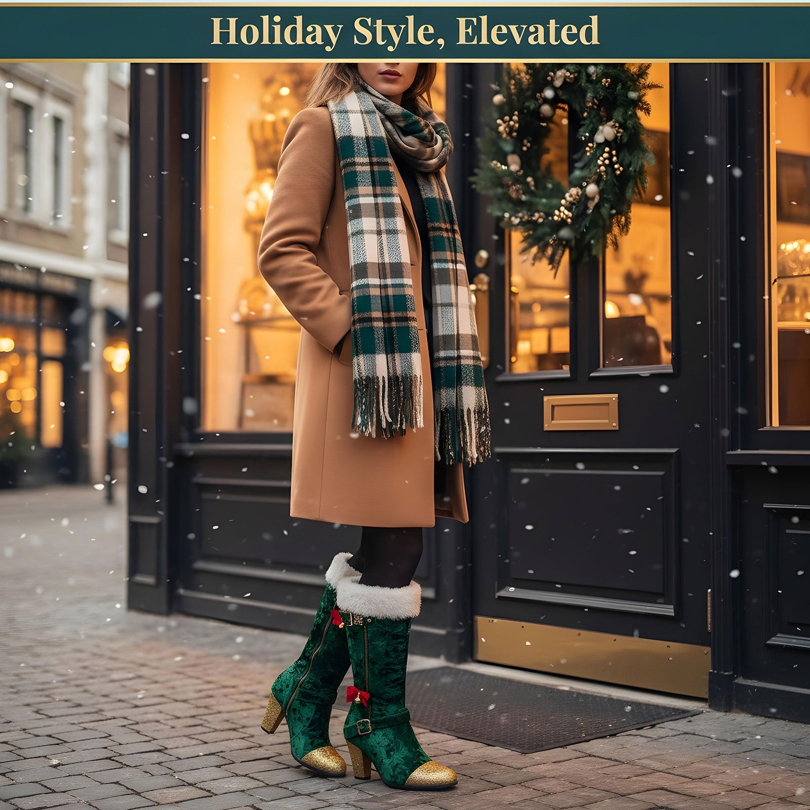 Christmas Charm Velvet Boots
