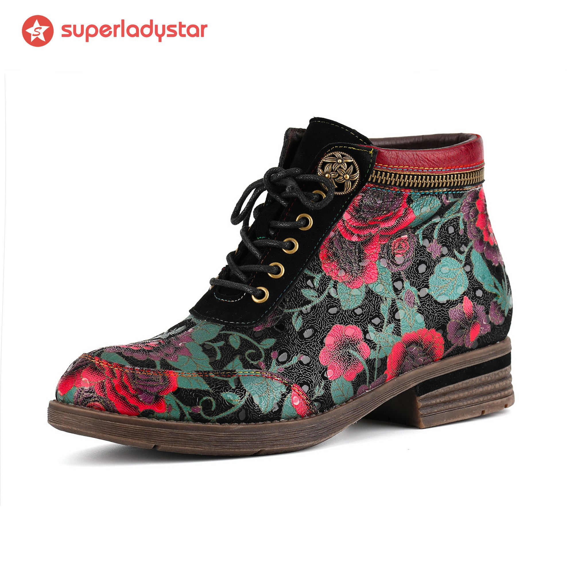 Botas de tapeçaria floral de tapeçaria vintage