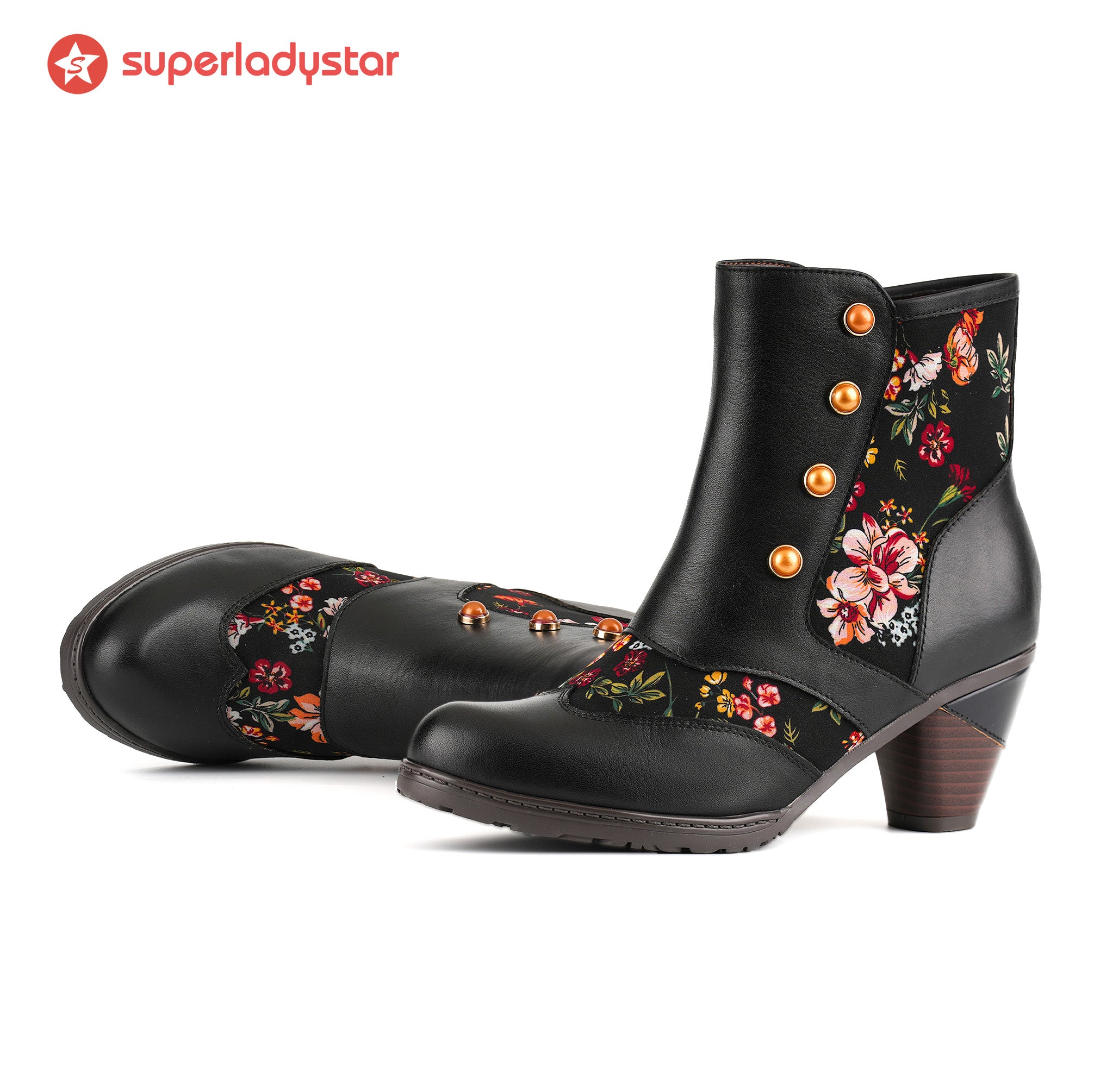 Midnight Garden Button Ankle Boots