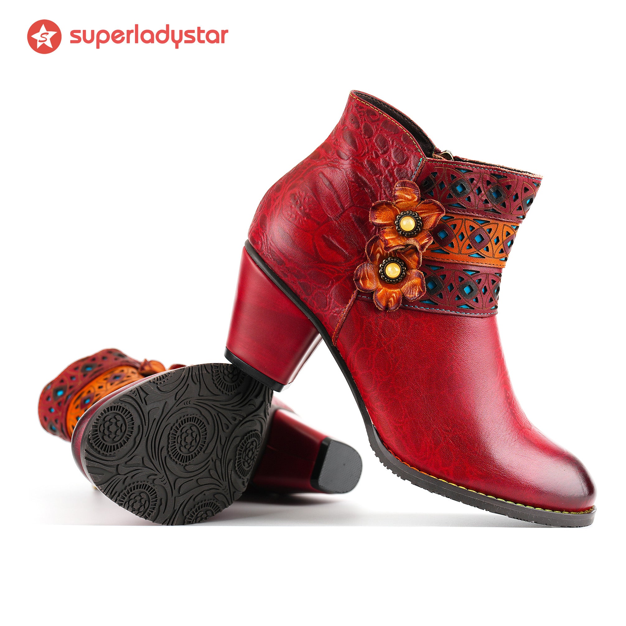 Botines de mosaico carmesí