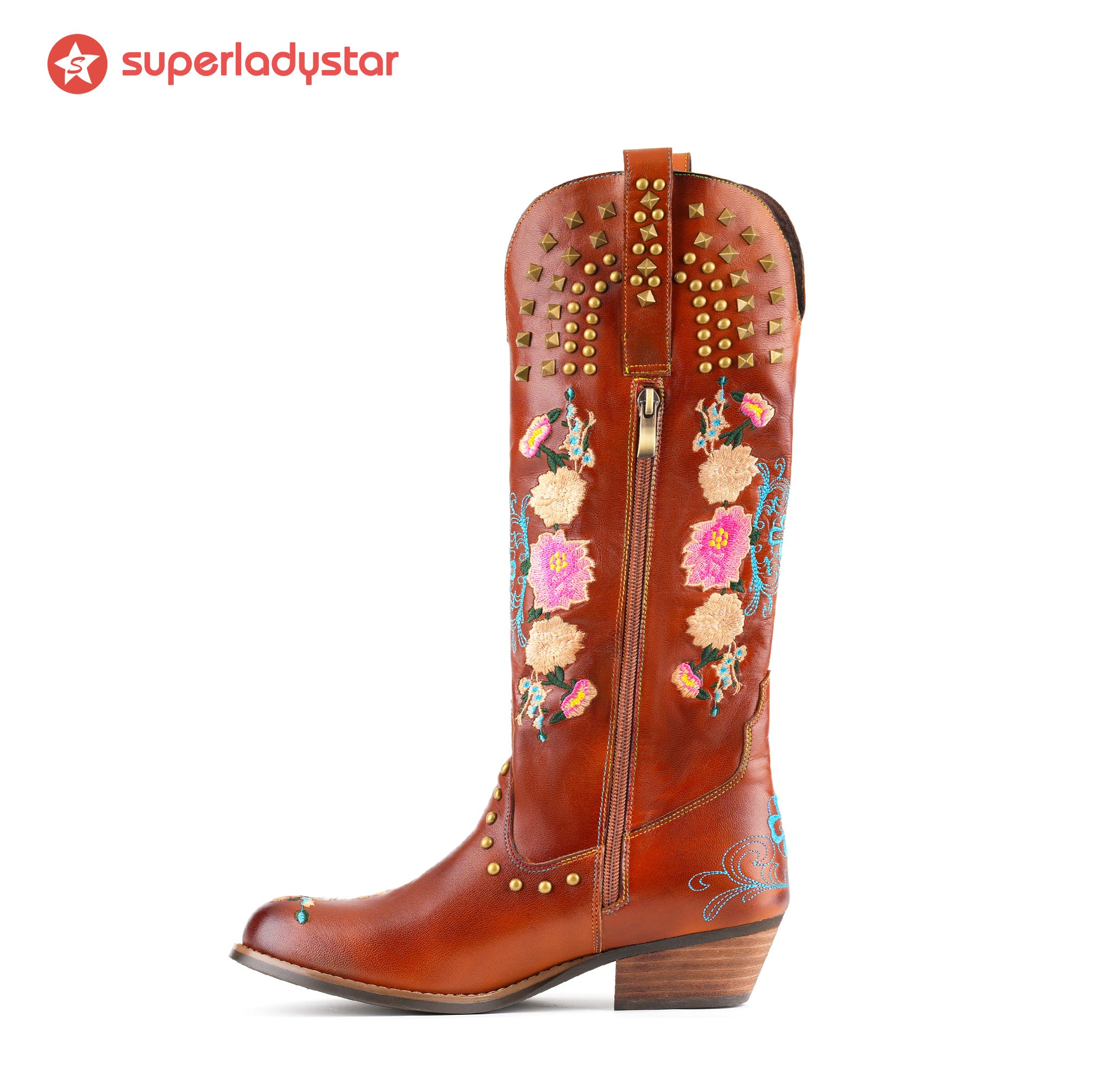 Wildflower Studded Leather Boots
