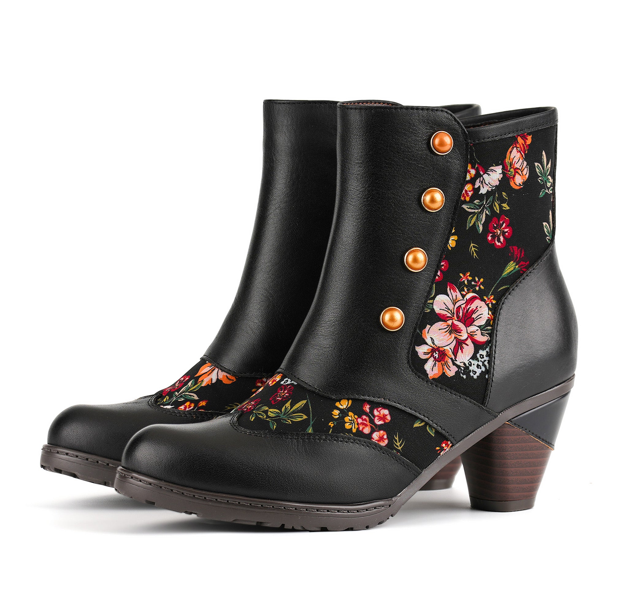 Midnight Garden Button Ankle Boots