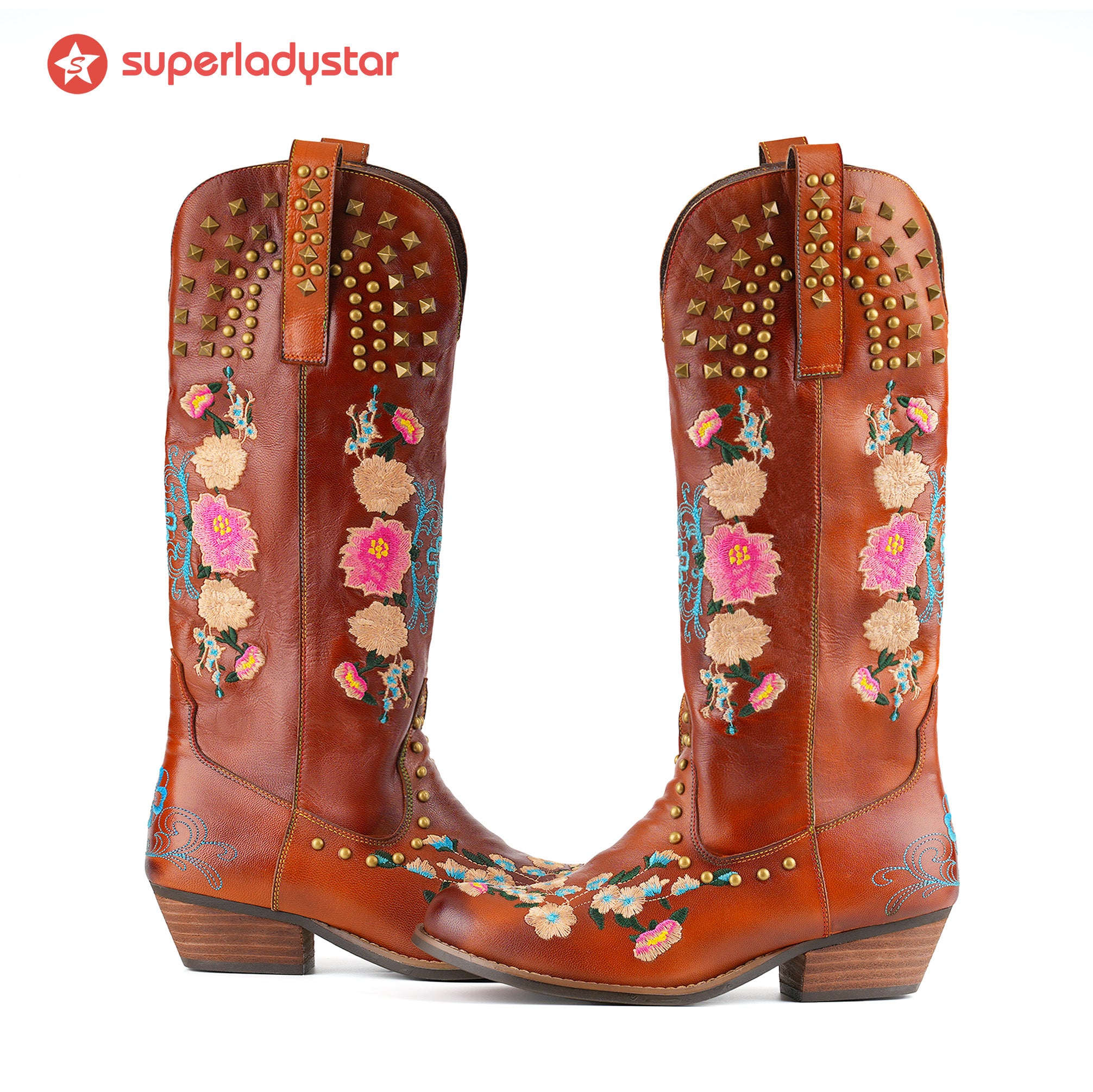Wildflower Studded Leather Boots