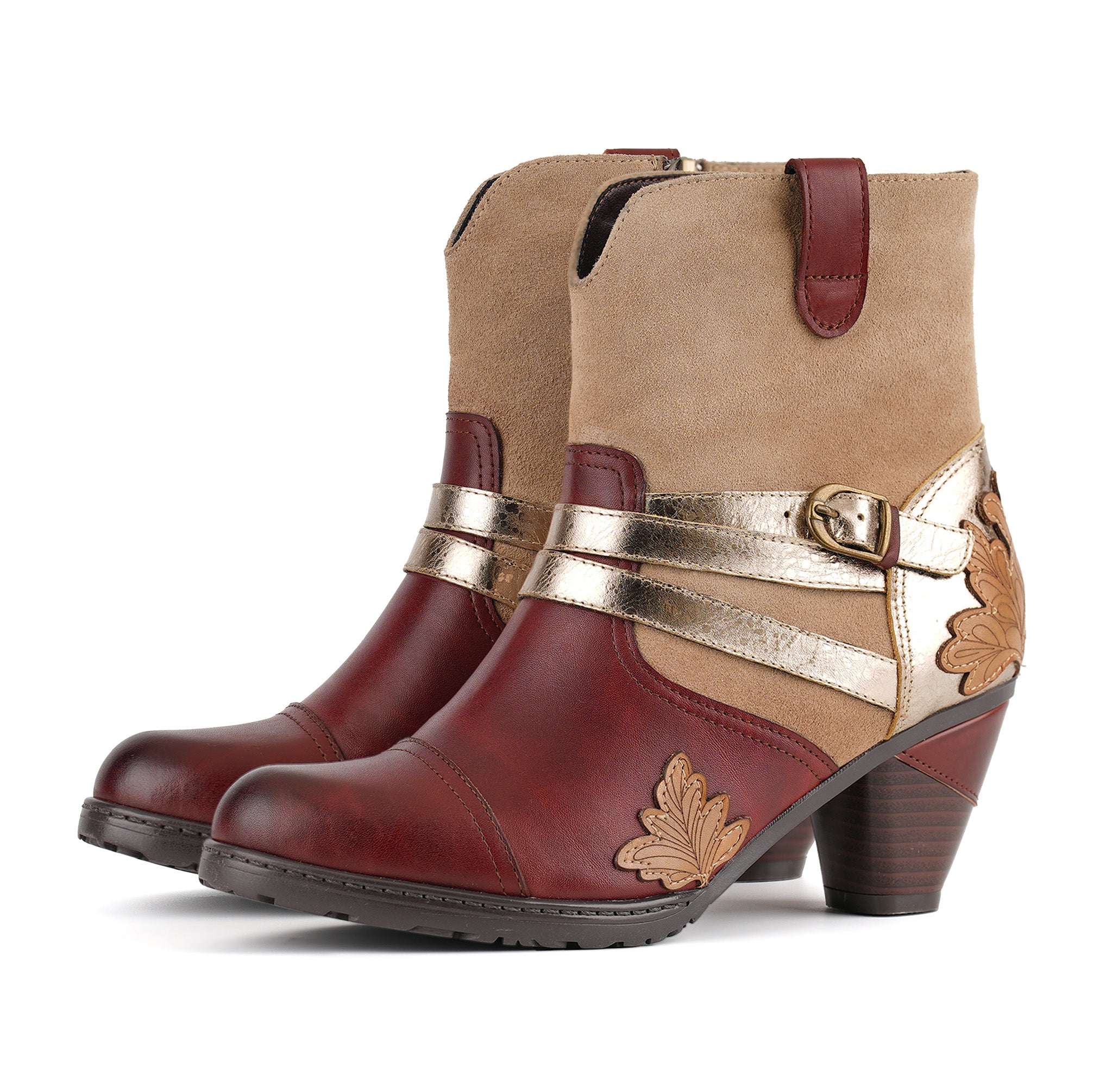 Regal Leaf Handmade Ankle Boots