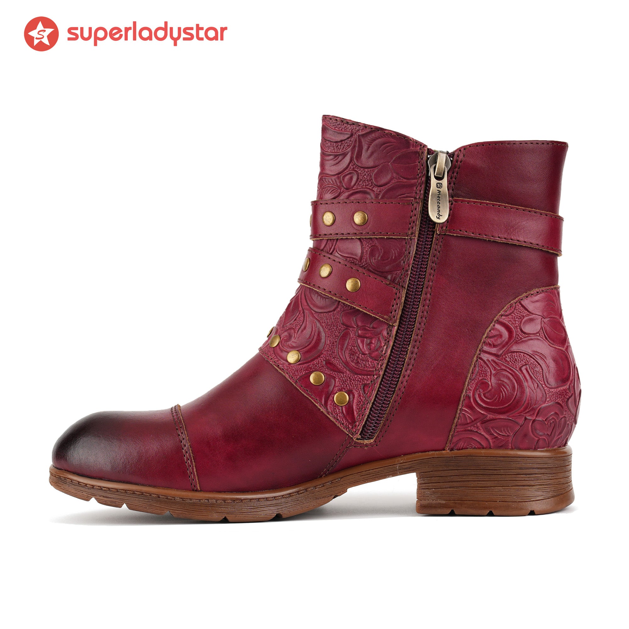 Botas de tornozelo de fivela de fivela em relevo