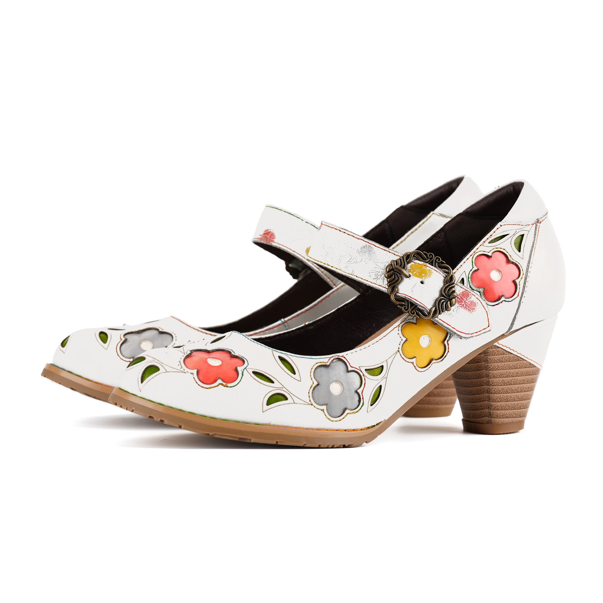 Bombas elegantes de flor retro
