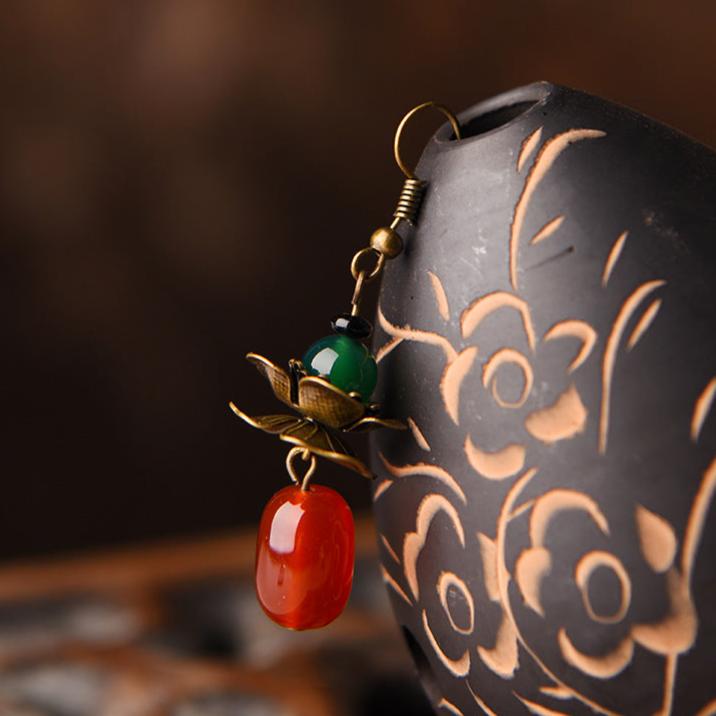 Minimalist Fashion Red Agate Vintage Earrings