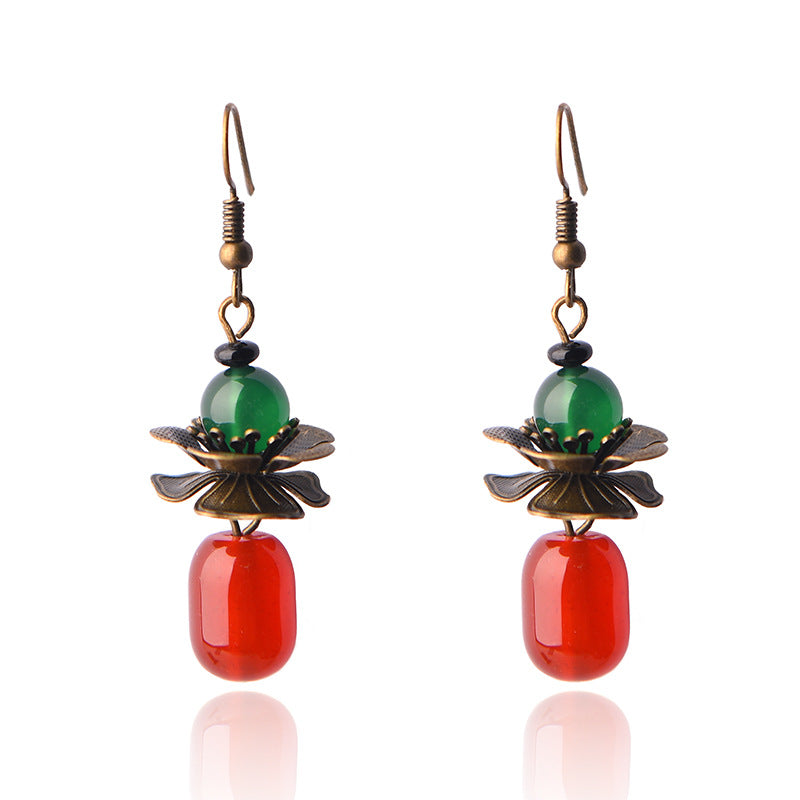Minimalist Fashion Red Agate Vintage Earrings