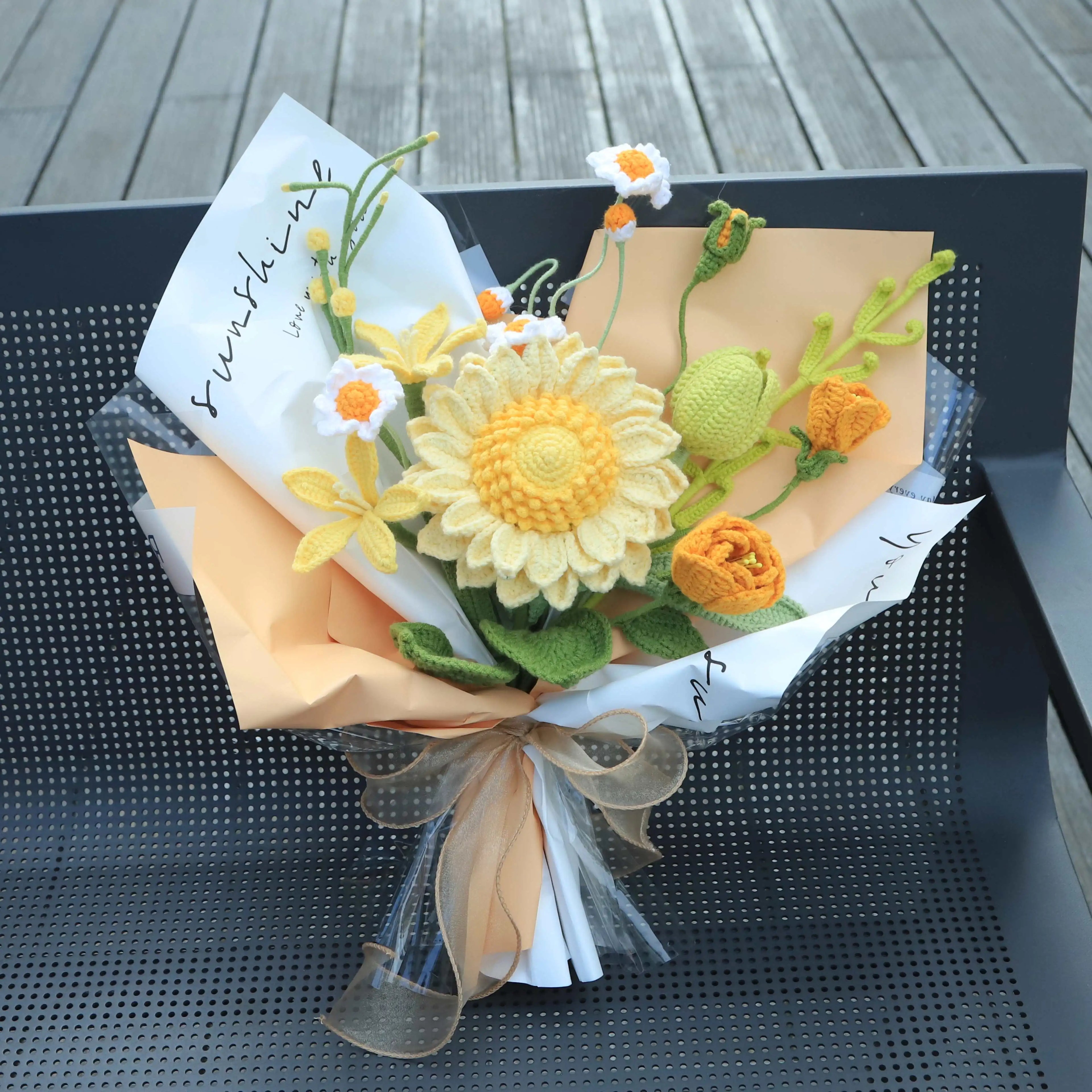 Handmade Knitted Sunflower Bouquet