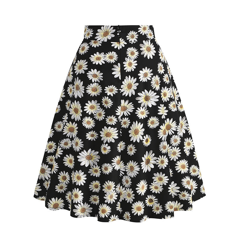 Vintage Printed Elegant Midi Skirt