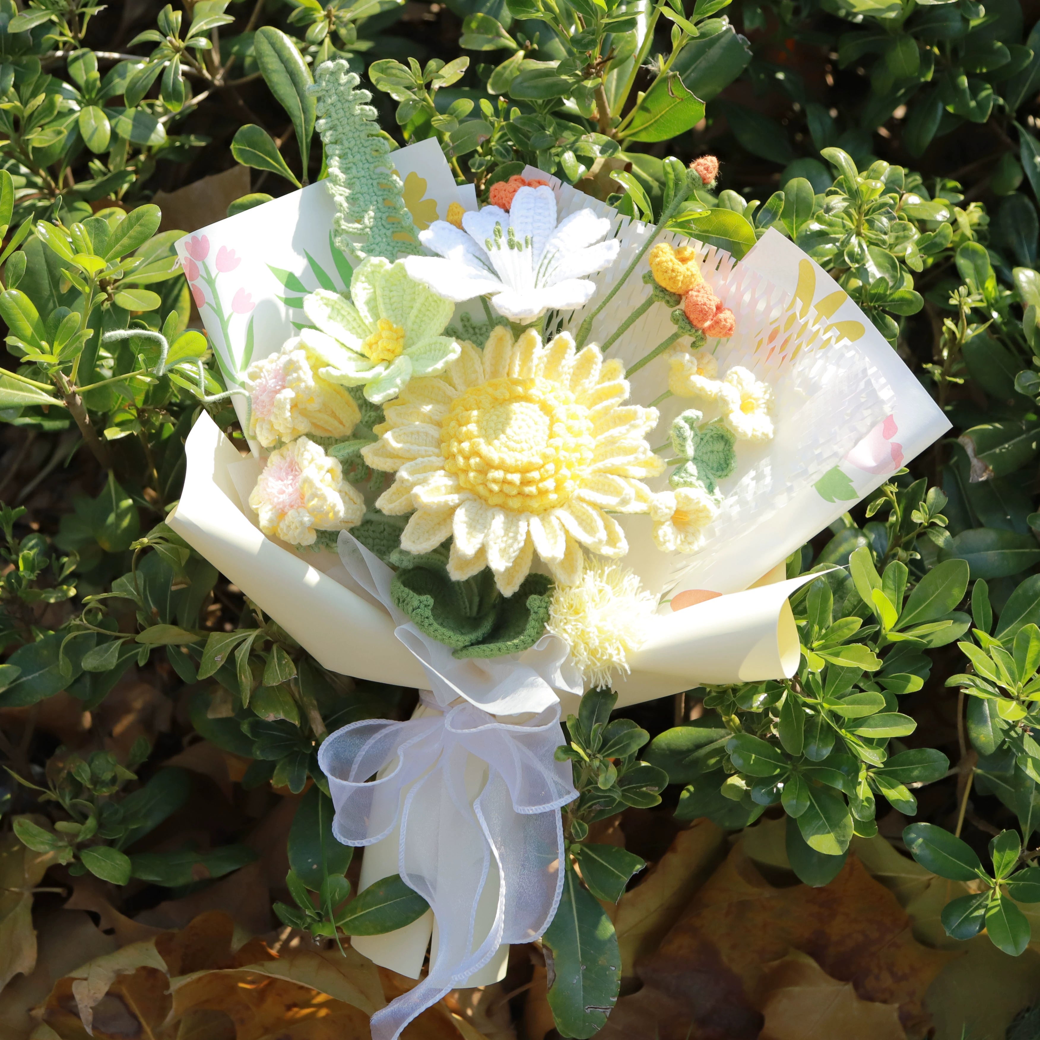 Premium Handmade Sunflower Yarn Bouquet