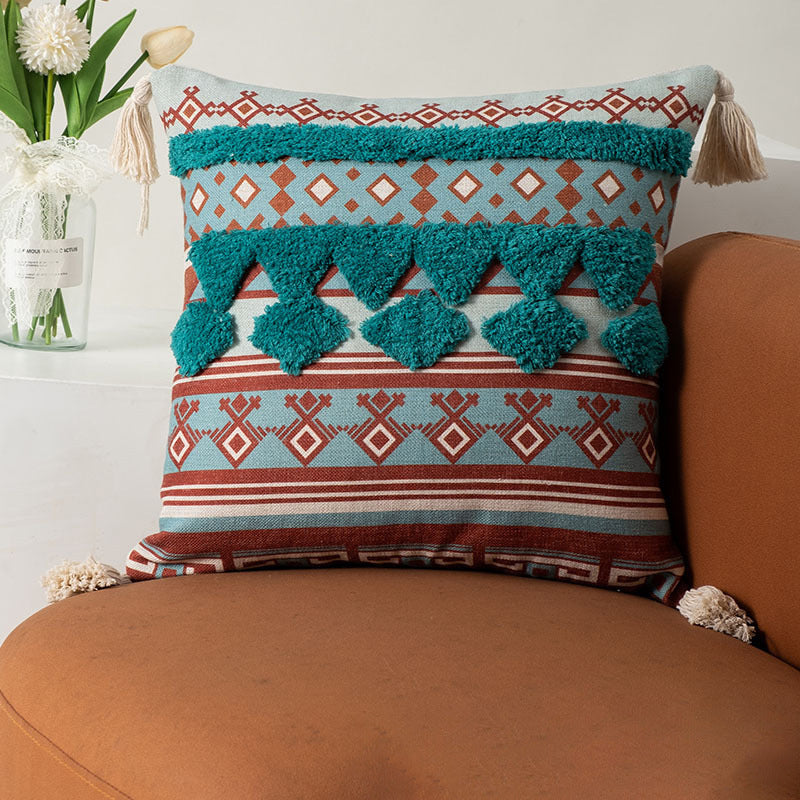 Bohemian Style Home Fringed Cushion(Pillow inserts included)