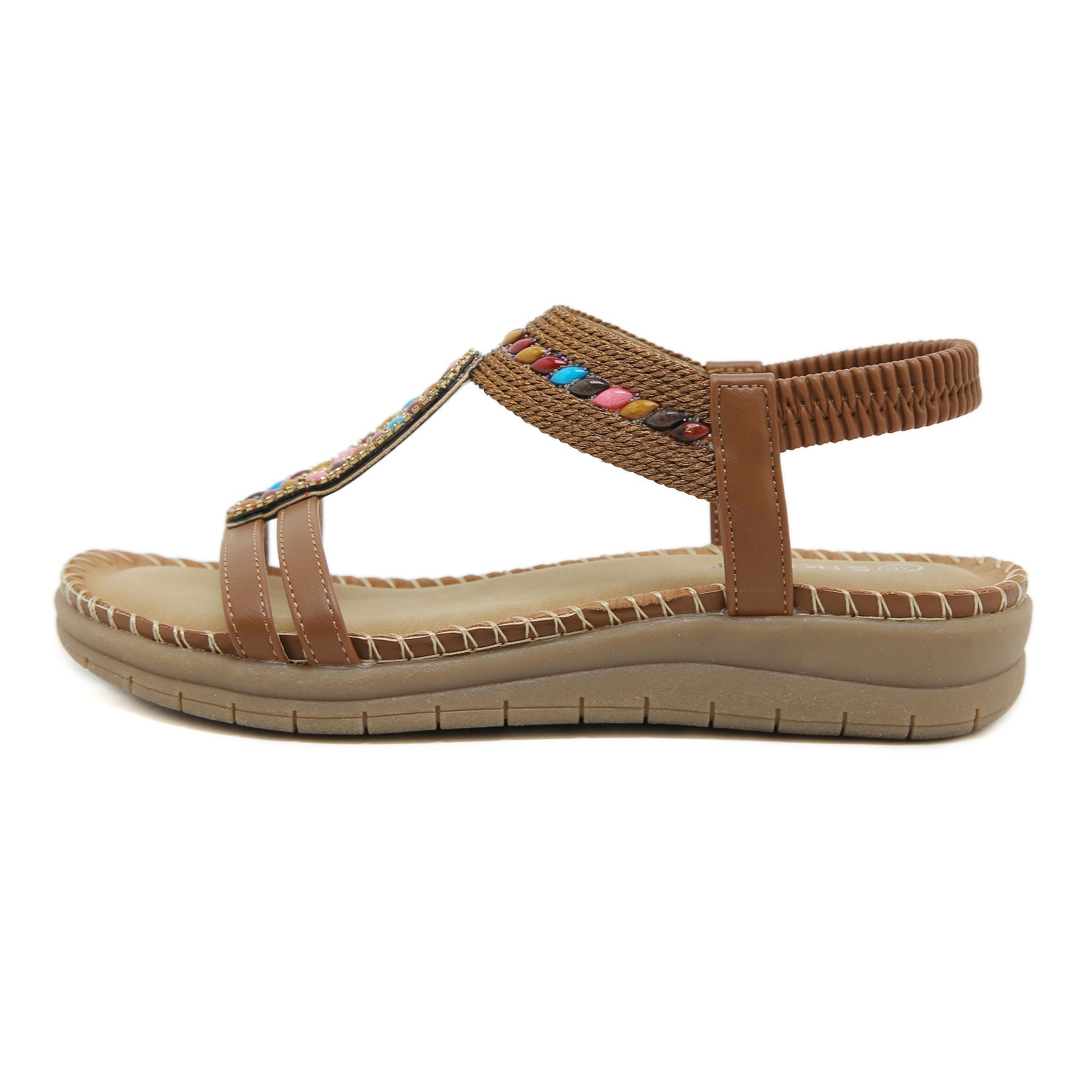 Bohemian Rhinestone Casual Comfortable Latex Flat Sandals
