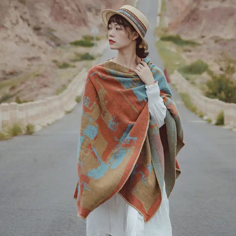 Travel Warm Vintage Cape Scarf