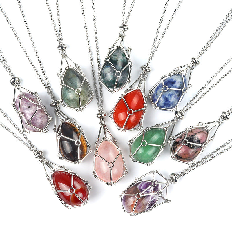 Natural Crystal Agate Easter Egg Pendant
