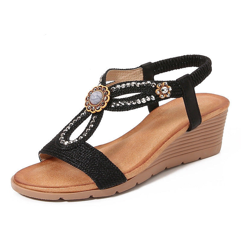 Comfortable & Stylish Rhinestone Wedge Sandals