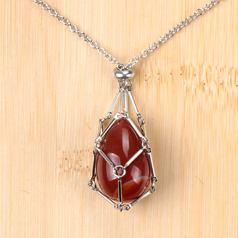 Natural Crystal Agate Easter Egg Pendant