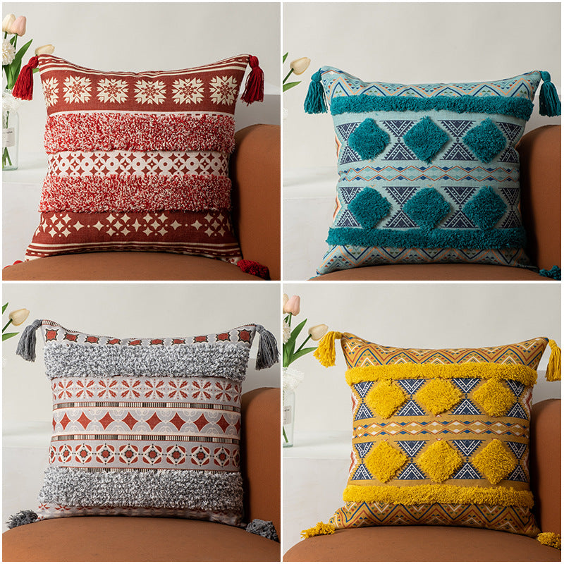 Bohemian Style Home Fringed Cushion(Pillow inserts included)