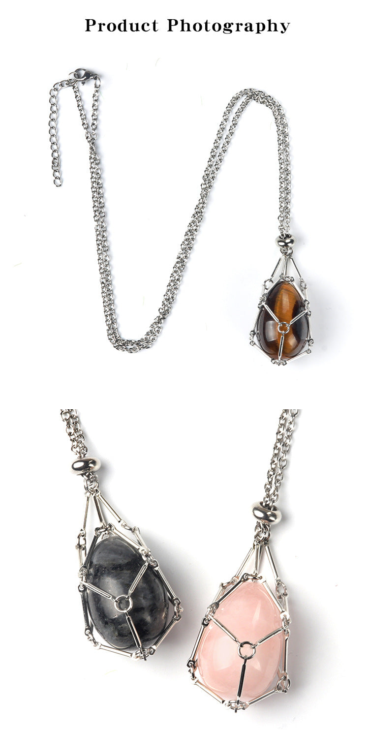 Natural Crystal Agate Easter Egg Pendant
