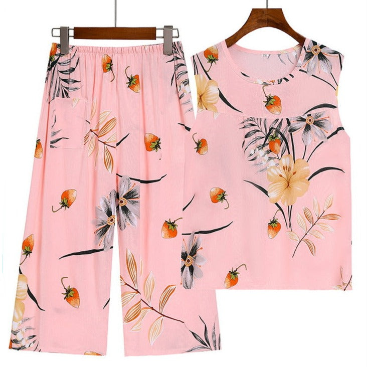 Summer Sleeveless Vest and Capri Pajama Set