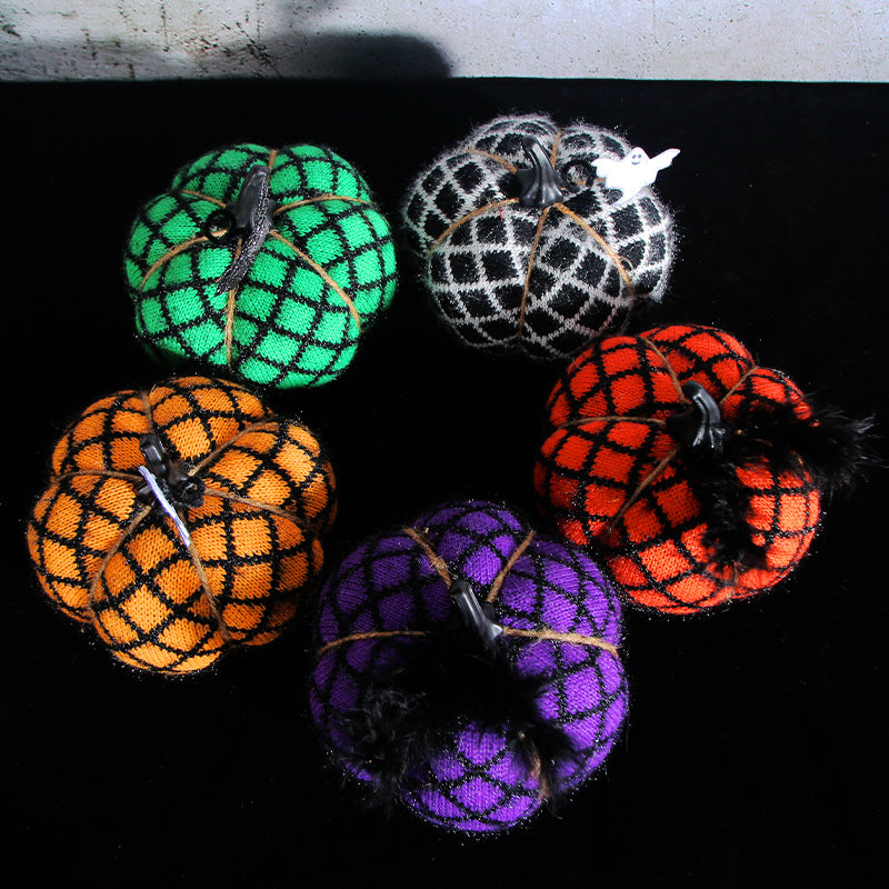 Halloween Handcrafted Knitted Pumpkin Decor - Holiday Props