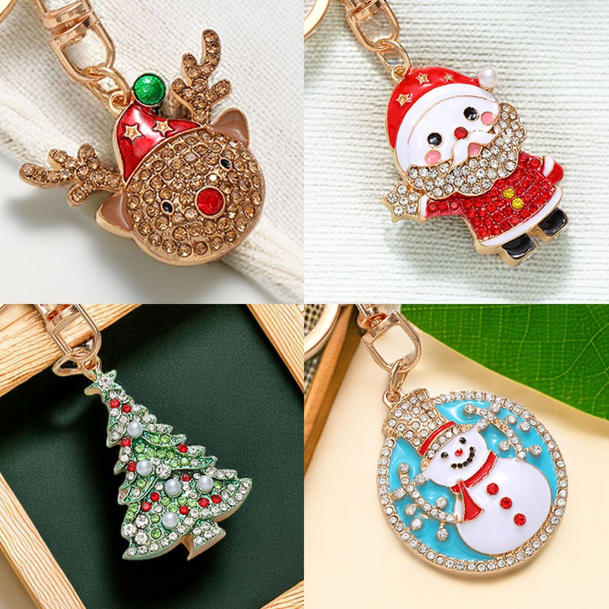 Snowman, Reindeer & Santa Claus Car Keychain