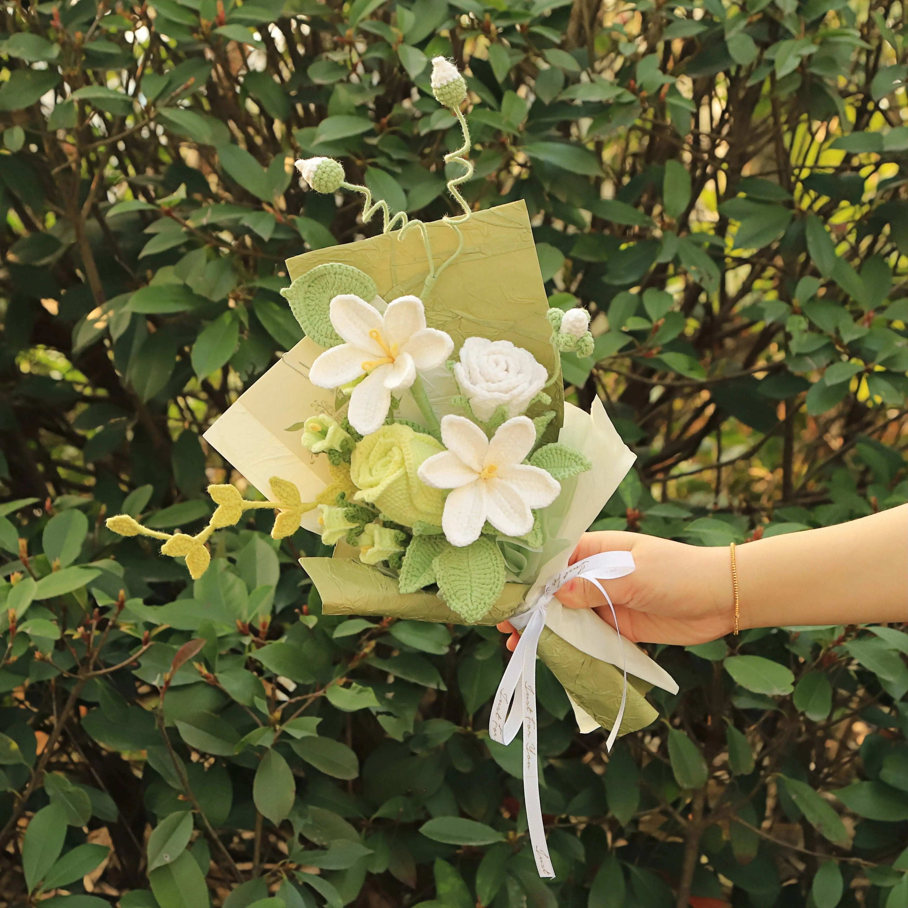 Handmade Tung Blossom Yarn Bouquet