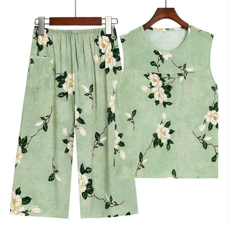 Summer Sleeveless Vest and Capri Pajama Set