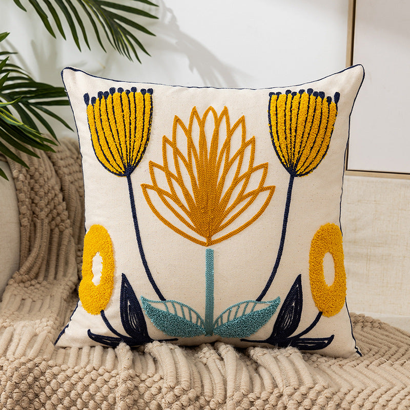 Embroidered Flower Modern Minimalist Sofa Pillow(Pillow inserts included)
