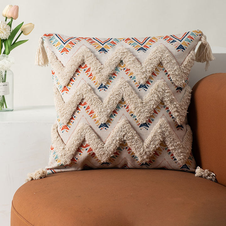 Bohemian Style Home Fringed Cushion(Pillow inserts included)