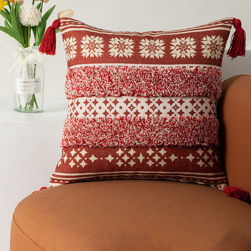Bohemian Style Home Fringed Cushion(Pillow inserts included)