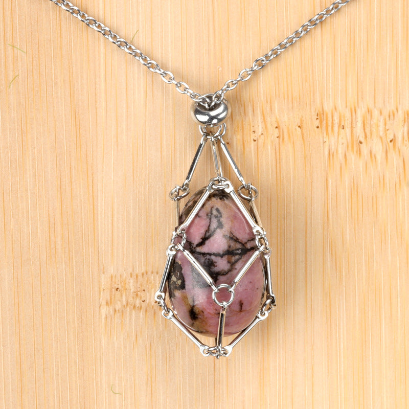 Natural Crystal Agate Easter Egg Pendant