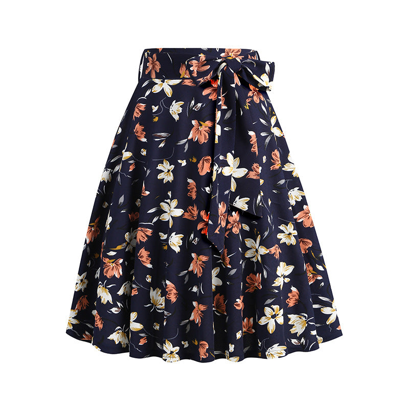 Vintage Printed Elegant Midi Skirt
