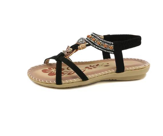Bohemian Rhinestone Flat Toe Sandals