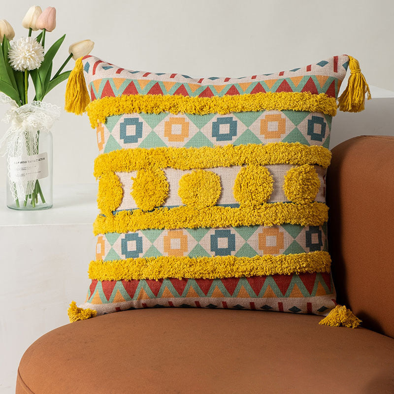 Bohemian Style Home Fringed Cushion(Pillow inserts included)
